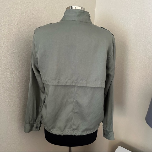 RAILS COLLINS JACKET Linen Blend Sage Military Moto Zip Up Snaps Pockets Size L - Picture 10 of 16